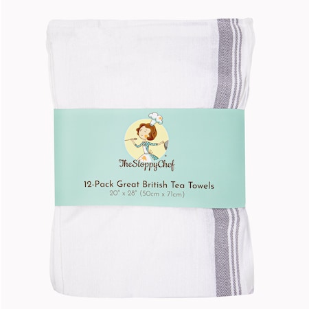 British Tea Towels Grey , 12PK